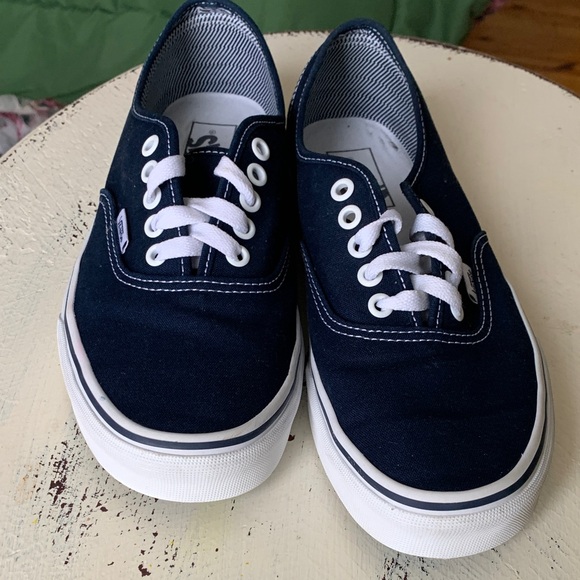 Vans Dark Blue Canvas Shoes with White Accents - Picture 2 of 7